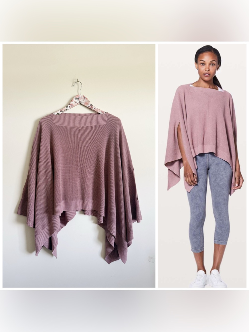 LULULEMON Forward Flow Cape Poncho Sweater in Vintage Mauve Pink OS